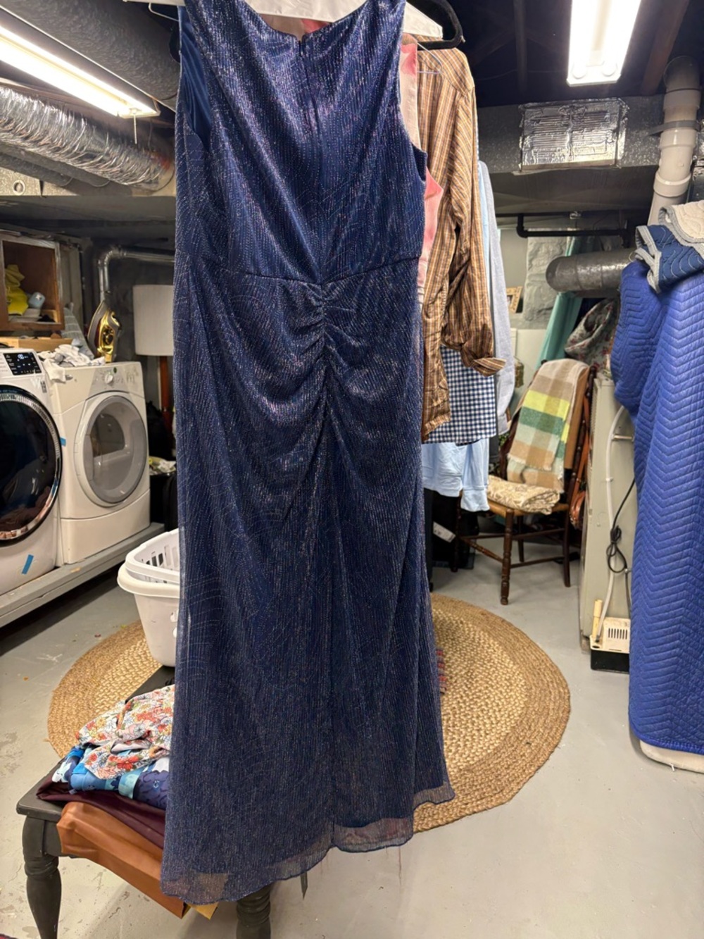 Adrianna Papell blue Metallic Maxi Dress